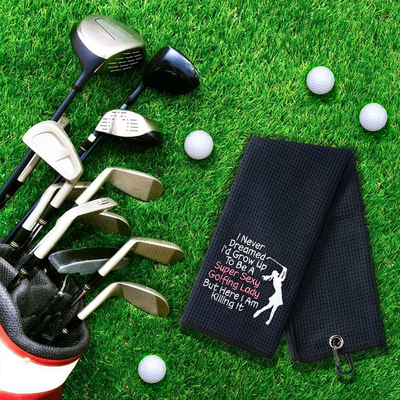 DYJYBMY Super Sexy Goifing Lady Funny Golf Towel, Embroidered Golf Towels for Golf Bags with Clip, Golf Gifts for Men Woman, Birthday Gifts for Golf Fan, Retirement Gift, Mom Golf Towel