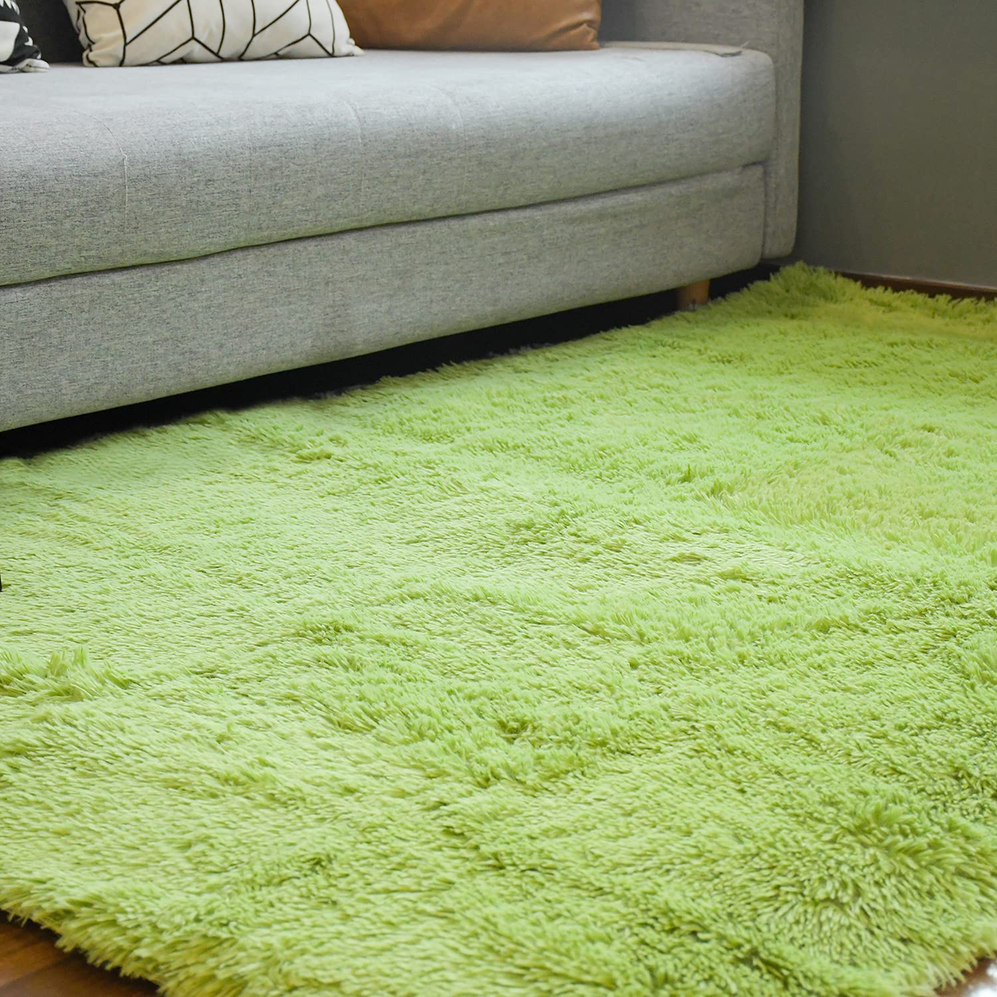 5X8 Green Area Rugs for Living Room Super Soft Floor Fluffy Carpet Natural Comfy Thick Fur Mat Princess Girls Room Rug