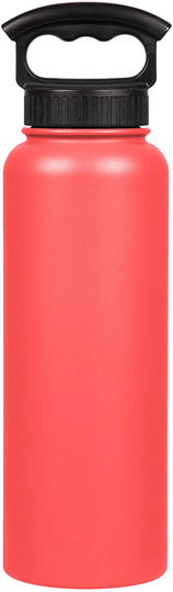 FIFTY/FIFTY Double Wall Vacuum Insulated Water Bottle, Stainless Steel, Wide Mouth with Three Finger Cap