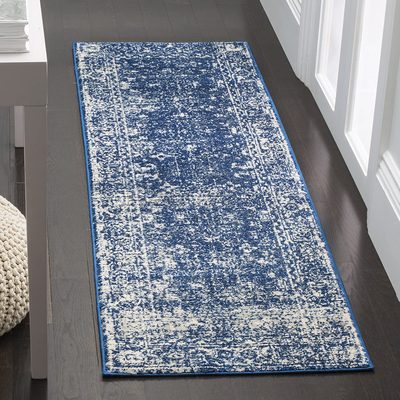 Safavieh Evoke Collection EVK270A Shabby Chic Distressed Non-Shedding Stain Resistant Living Room Bedroom Accent Rug, 2'2" x 4', Navy / Ivory