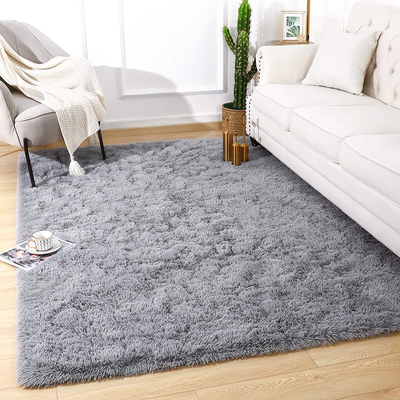 Quenlife Soft Bedroom Rug, Plush Shaggy Carpet Rug for Living Room, Fluffy Area Rug for Kids Grils Room Nursery Home Decor Fuzzy Rugs with Anti-Slip Bottom, 5 x 8ft, Grey