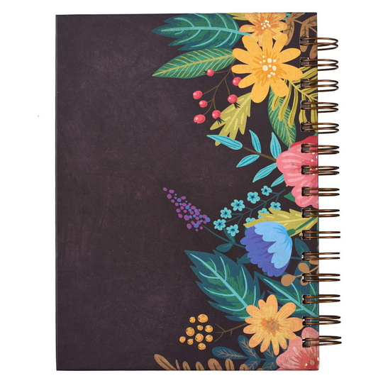 Christian Art Gifts Large Hardcover Notebook/Journal | With God All Things Are Possible – Mathew 19:26 Bible Verse | Floral Inspirational Wire Bound Spiral Notebook w/192 Lined Pages, 6” x 8.25”