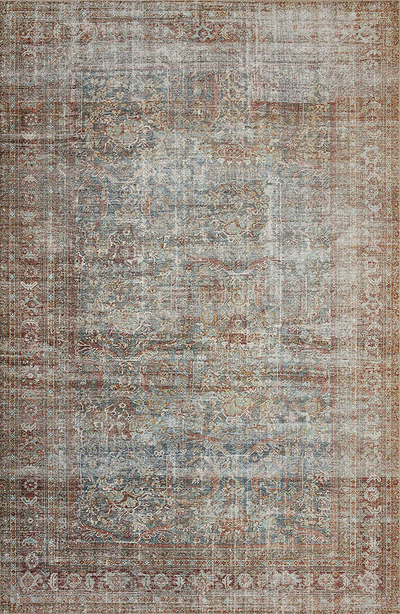 Chris Loves Julia x Loloi Jules JUL-04 Tangerine / Mist Oriental Area Rug 18" x 18" Sample Swatch