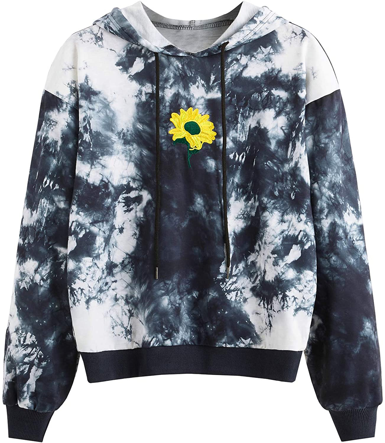 SweatyRocks Womens Long Sleeve Floral Print Pullover Hoodie Sweatshirt Tops