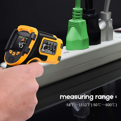 Infrared Thermometer No Touch Digital Laser Temperature Gun with Color Display -58℉～1112℉(-50℃～600℃)Adjustable Emissivity - for Cooking/BBQ/Freezer - Meat Thermometer Included -Non Body Thermometer