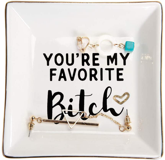 HOME SMILE Ring Trinket Dish-My Favorite, Funny BFF Birthday Gifts for Women