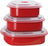 Calypso Basics by Reston Lloyd 6-Piece Microwave Cookware, Steamer and Storage Set, Red