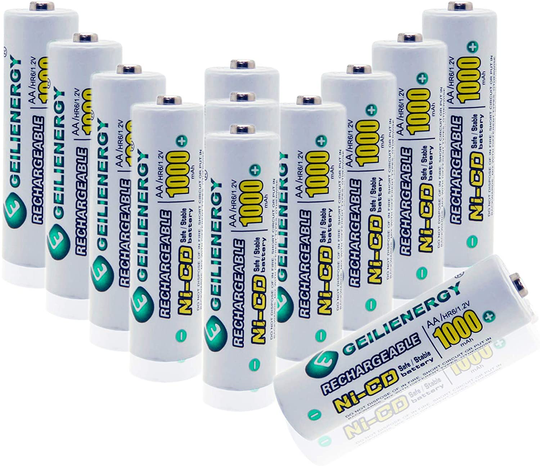 GEILIENERGY Solar Light AA Ni-CD 1000mAh Rechargable Batteries,AA Rechargeable Batteries for Solar Lights Solar Lamp(Pack of 12)