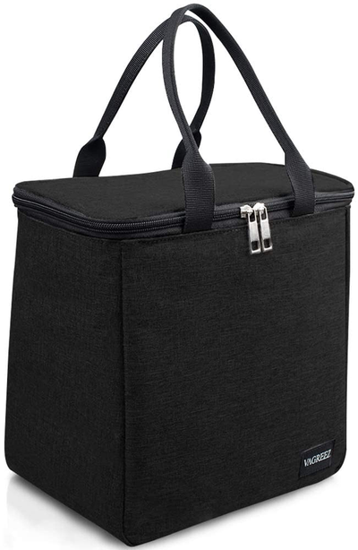 VAGREEZ Lunch Bag, Insulated Lunch Bag Large Lunch Tote Bag for Men & Women (Black)