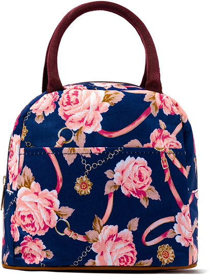 Small Insulated Lunch Bags For Women Girls Cooler Lunch Boxes For Teen Cute Resable Lunch Tote Bag For Picnic School Office Outdoor - Red Flower