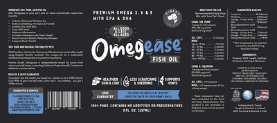 100% Pure Omega 3, 6 & 9 Fish Oil for Dogs and Cats. Supports Joint Function, Immune & Heart Health. All Natural EPA + DHA Fatty Acids for Skin & Coat. Liquid Food Supplement for Pets - 8 oz