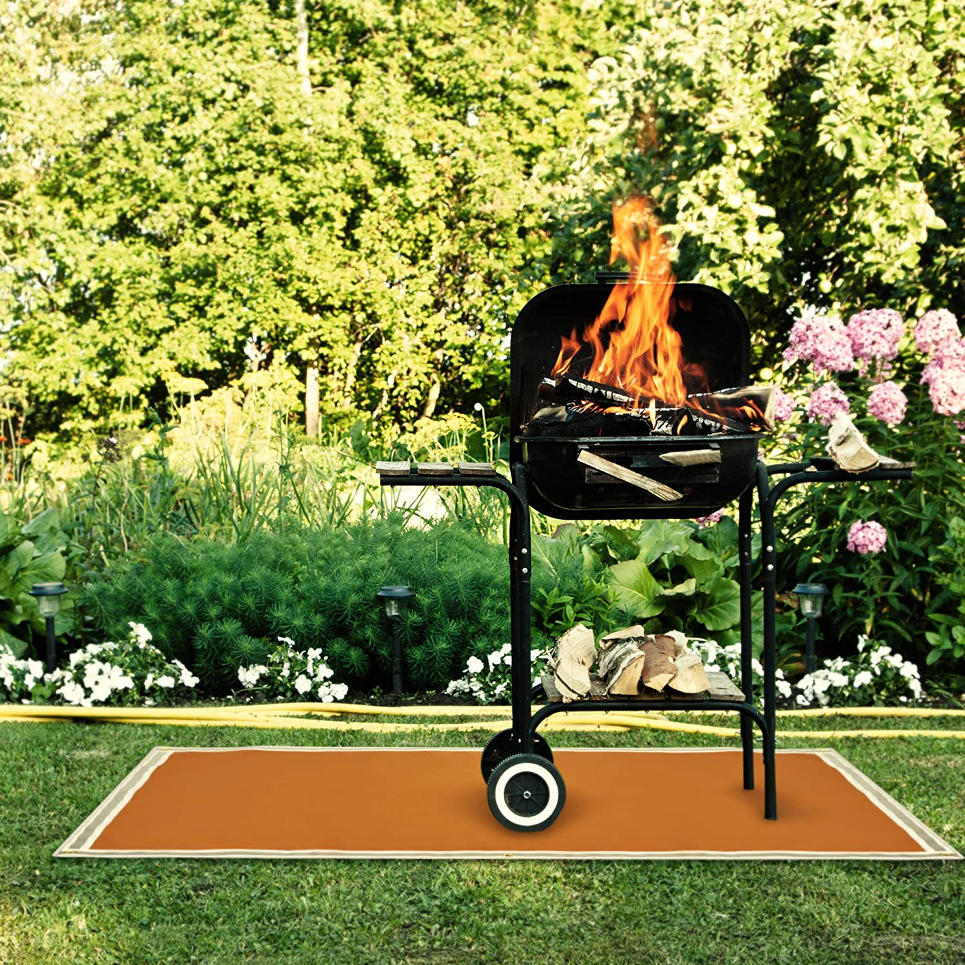 FIRE Pit MAT 61"x39"+ BBQ Gloves - Pad Patio Fireproof Protector Grass Deck Grill - Lawn Outdoor Gas Fire Pit Mats for Under Fire Pit Bottom Accessories Wood Decking Floor Camping -Ground Rugs Heat