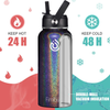 32 oz Insulated Water Bottle, BPA-Free Metal Water Bottle with 2 Lids(Straw Lid+Spout Lid) Sweat-free & Leak Proof 18/8 Stainless Steel Double Wall Vacuum Hot/Cold Water Bottle for Men Women