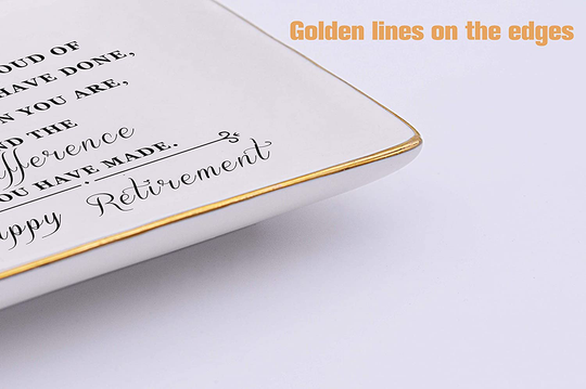 Happy Retirement Gifts for Women – Ceramic Jewelry Holder Ring Dish Trinket Tray – Retirement Appreciation Gift -Gift for Mom Boss Co-workers, Teachers,Nurse,Friends,Wife,Sister