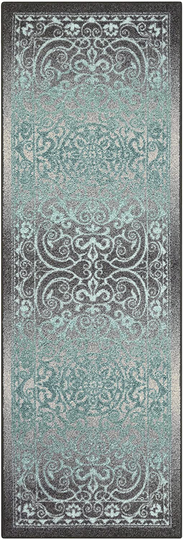 Pelham Vintage Runner Rug Non Slip Washable Hallway Entry Carpet [Made in USA], 2 x 6, Grey/Blue