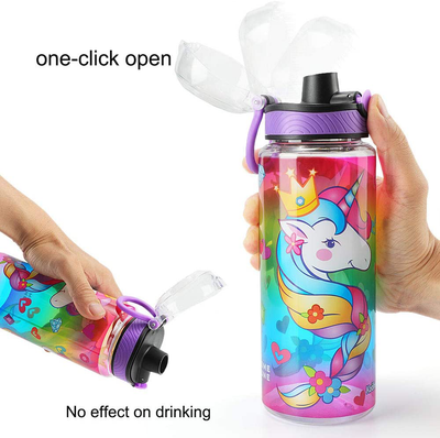 Cute Water Bottle for School Kids Girls, BPA FREE Tritan & Leak Proof & Easy Clean & Carry Handle, 23oz/ 680ml - Unicorn