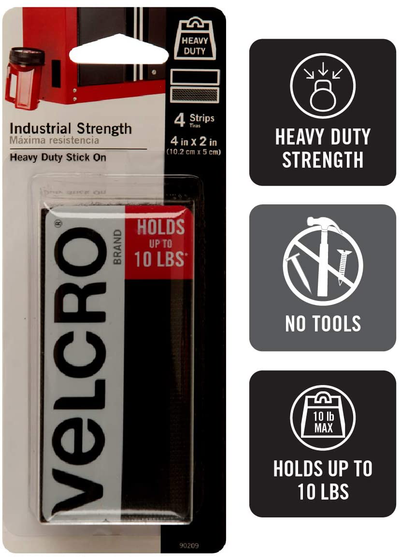 VELCRO Brand - Industrial Strength | Indoor & Outdoor Use | Superior Holding Power on Smooth Surfaces | Size 4ft x 2in | Tape, White - Pack of 1