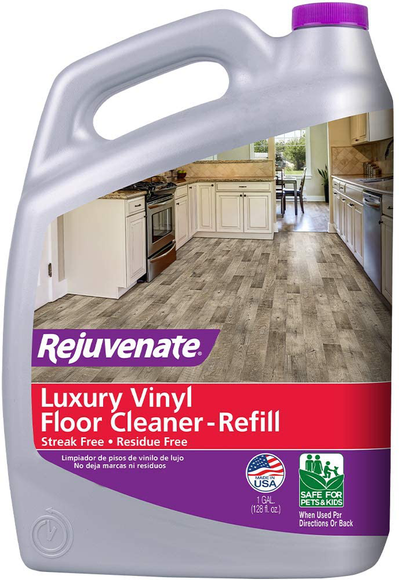 Rejuvenate High Performance Luxury Vinyl Tile Plank Floor Cleaner pH Neutral Formula Doesn't Leave Streaks or Dulling Residue 128oz