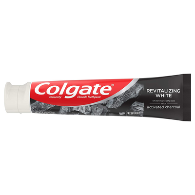 Colgate Activated Charcoal Toothpaste for Whitening Teeth with Fluoride, Natural Mint Flavor, Vegan - 4.6 ounce (3 Pack)