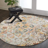 Lahome Floral Medallion Collection Area Rug - 3' Diameter Non-Slip Distressed Vintage Area Rug Accent Throw Rugs Floor Carpet for Door Mat Entryway Living Room Bedrooms Decor (3' Diameter, Multicolor)