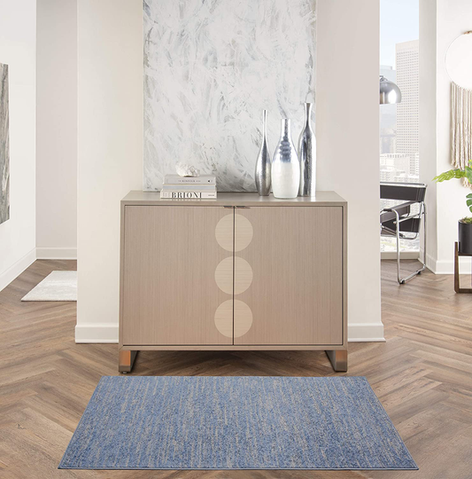 Nourison Essentials Solid Contemporary Blue/Grey 3' X 5' Area Rug , 3' X 5'