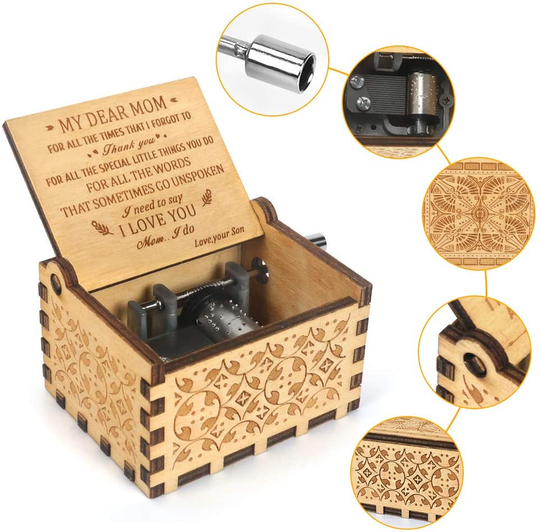 Engraved Music Box Hand Crank Musical Box