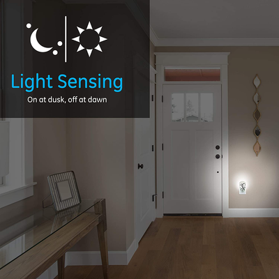 GE LED Night Light, Plug-in, Rounded Decor Shade, Dusk-to-Dawn Sensor, Auto On/Off, UL-Listed, Ideal for Bedroom, Bathroom, Nursery, Hallway, Soft White, 11310