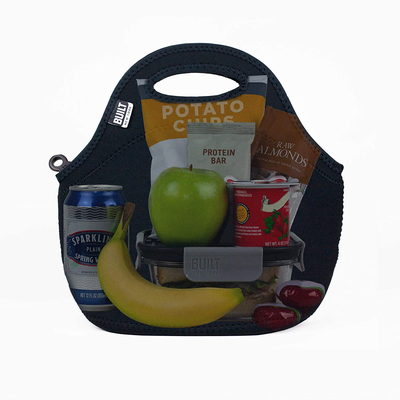 BUILT Gourmet Getaway Soft Neoprene Lunch Tote Bag-Lightweight, Insulated and Reusable, One Size, Plum Dot