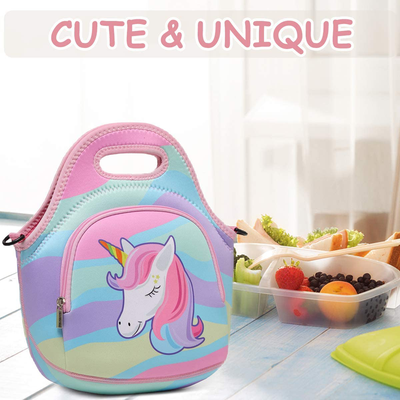 Lunch Bag for Girls, Chasechic Cute Lightweight Neoprene Insulated Lunch Boxes Tote for Women with Detachable Adjustable Shoulder Strap 3-18 Years Mermaid