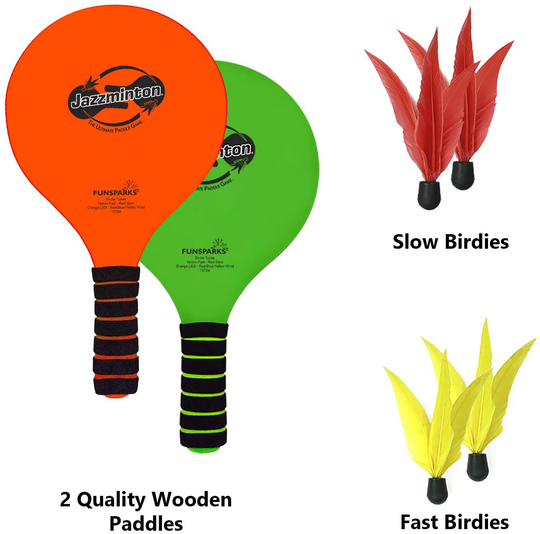 Funsparks Paddle Ball Jazzminton Game - All-Season Indoor/Outdoor Racquet Game for Active Play