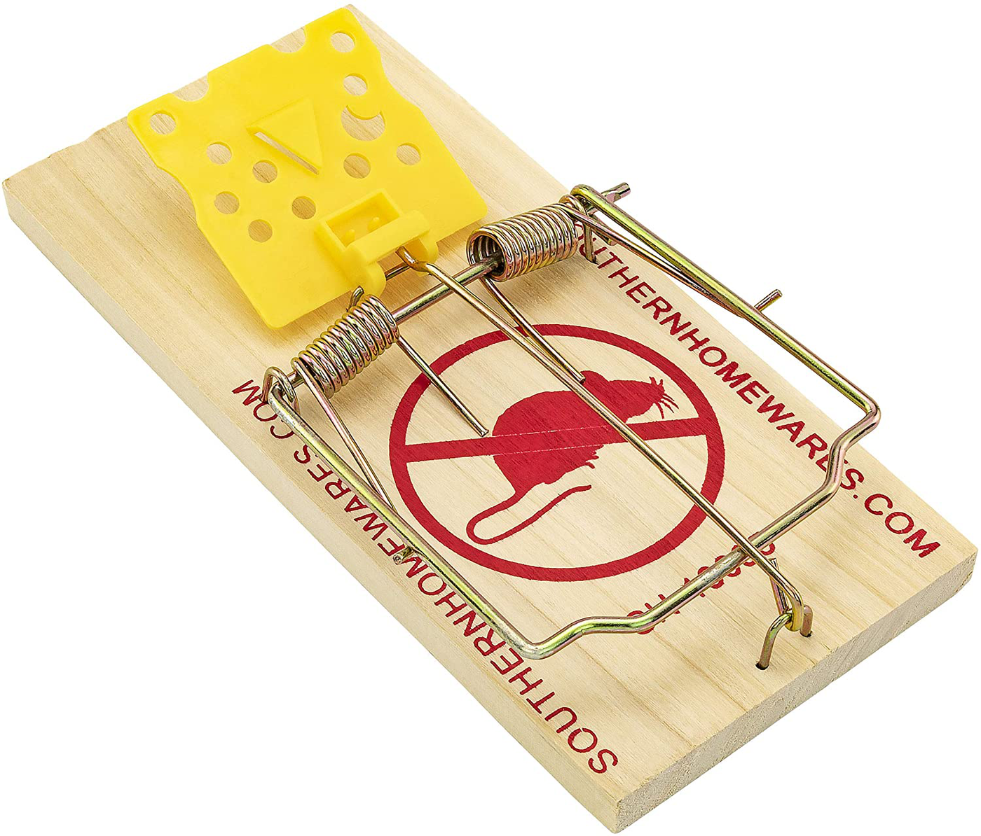 Southern Homewares Wooden Snap Spring Action Rat Trap with Expanded Cheese Shaped Trigger