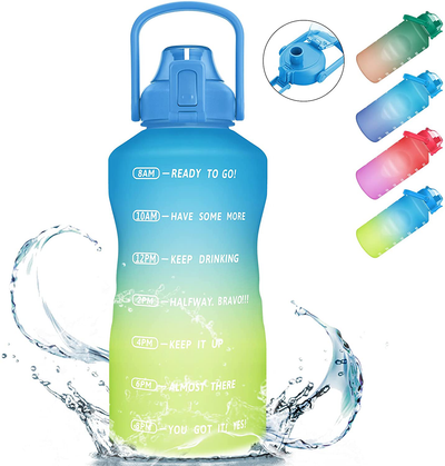 PASER 64oz/128oz Motivational Water Bottle with Time Marker & Straw, Leakproof Tritan BPA Free Water Jug Ensure You Drink Enough Water Daily for Fitness, Gym and Outdoor Sports