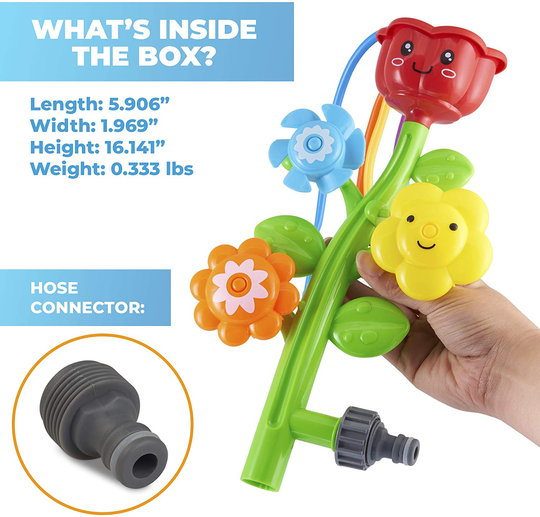 CHUCHIK Outdoor Water Spray Sprinkler for Kids and Toddlers - Cute Lawn Spinning Flower Kids Sprinkler w/ Wiggle Tubes - Splashing Fun for Summer Days - Attaches to Garden Hose - Age 3+