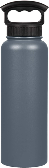FIFTY/FIFTY Double Wall Vacuum Insulated Water Bottle, Stainless Steel, Wide Mouth with Three Finger Cap