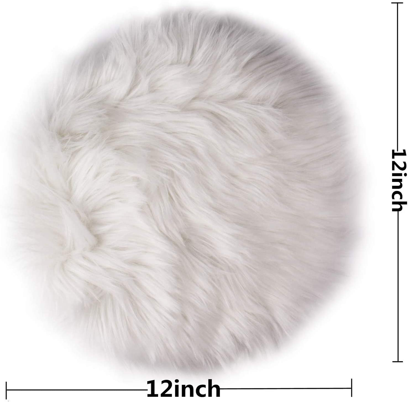 erduoduo 2 Pack （12inch-Diameter） Mini Sheepskin Cushion Faux Fur Cover Round Area Rugs for Office Bedroom Living Room,Fit for Photographing Background of Jewellery