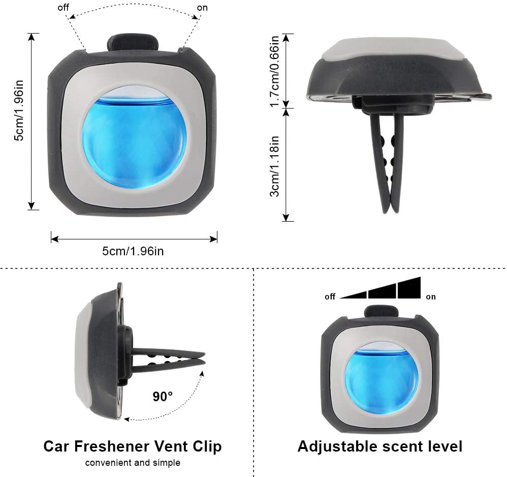 Air Jungles New Car Scent Car Air Freshener Clip(Blue Sky), 6 Car Freshener Vent Clips, 4ml Each, Long Lasting Air Freshener for Car, Up to 180 Days Car Refresher Odor Eliminator