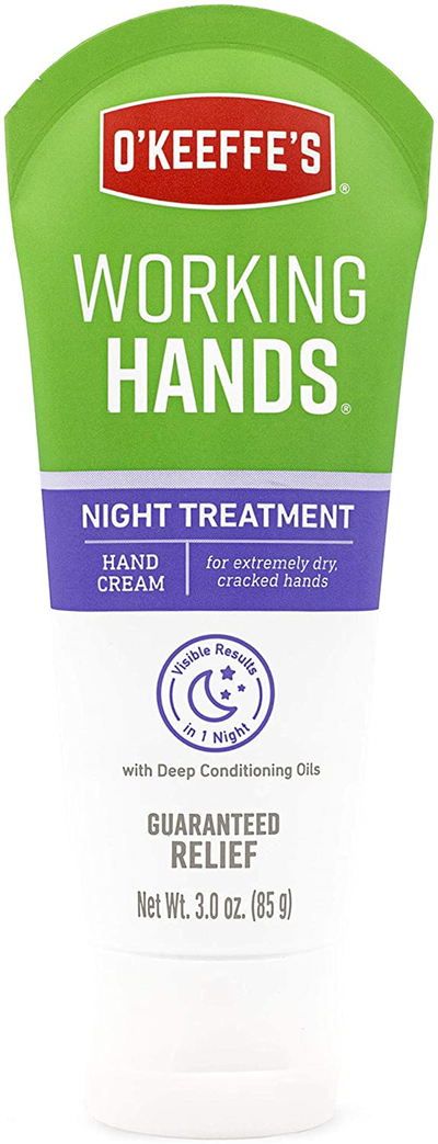 O'Keeffe's Working Hands Hand Cream, 3 Oz Tube and Night Treatment Hand Cream, White, 103002