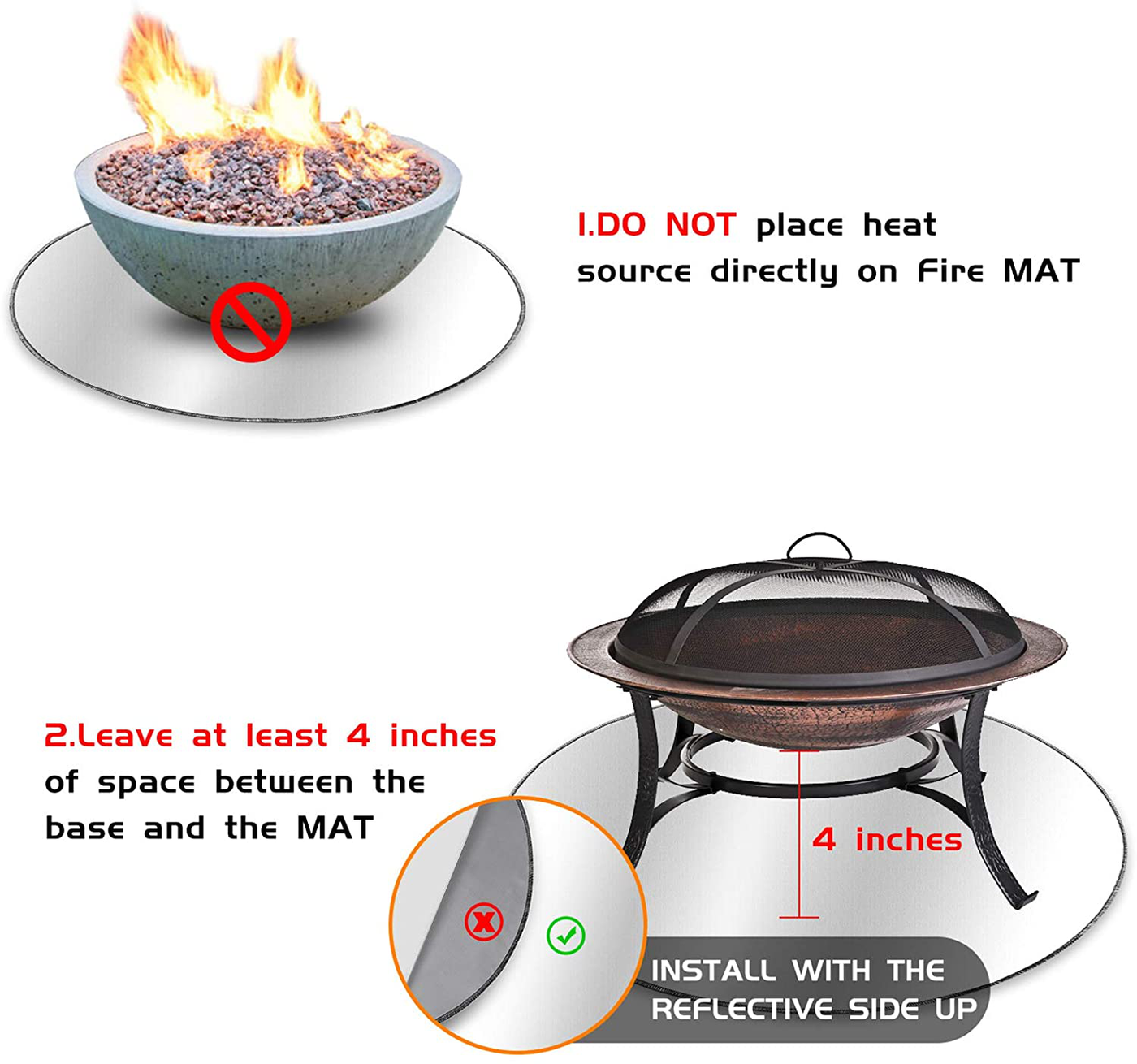 MAJITA Round Fire Pit Mat 36 Inch and Outdoor Patio Fireproof Mat,Under Grill Mat Deck Protector Fire Pit Pad Prevent Your Floor Deck & Grass from Damaged by High Temperature