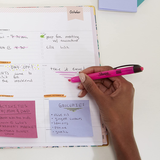 Sharpie Liquid Retractable Highlighters Assorted Colors | Chisel Tip Highlighter Pens, 8 Count