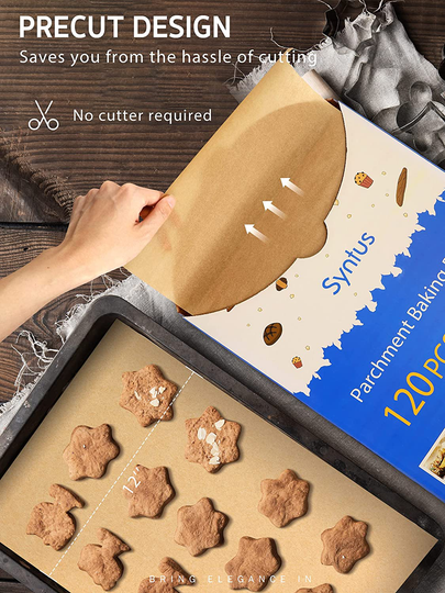 Parchment Paper Sheets Non-Stick Precut 12 x 16 Inch Unbleached Baking Papers for Cookies Steaming Bread Cup Cake Grilling Air Fryer