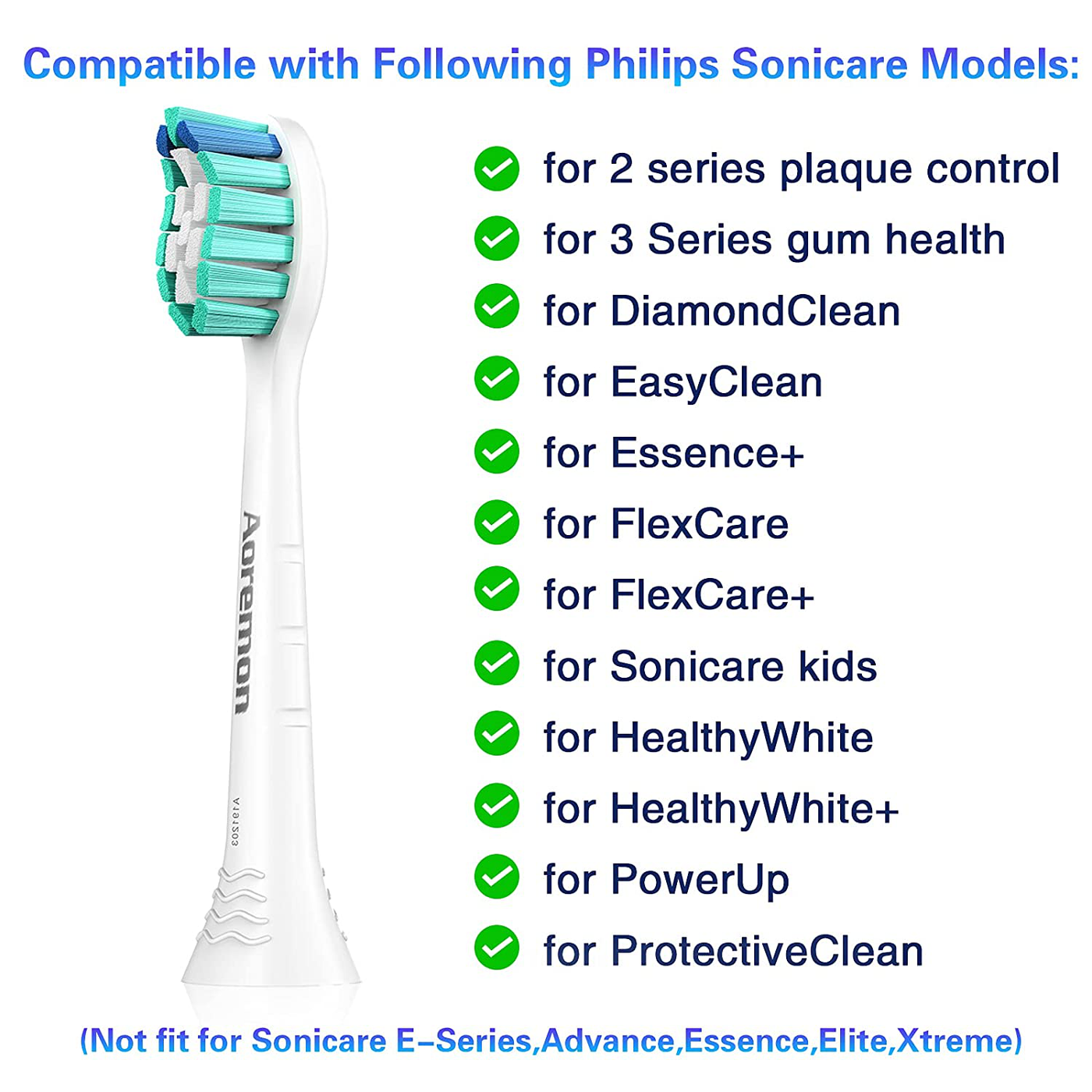 Aoremon Replacement Toothbrush Heads for Philips Sonicare HX9023/65, 10 Pack (Green)