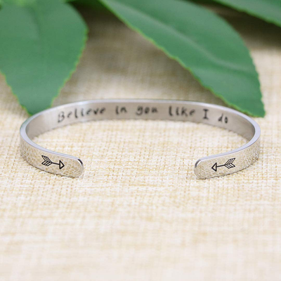 Joycuff Bracelets for Women Personalized Inspirational Jewelry Mantra Cuff Bangle Friend Encouragement Gift for Her