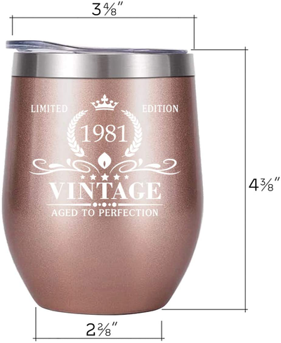 1981 40th Birthday Gifts for Women - Vintage 40 Birthday Decorations Wine Tumbler Sock Gift Set for Mom Wife Daughter Girl Friends Sister, Funny 40 Year Old Best Bday Gift Present Ideas for Her