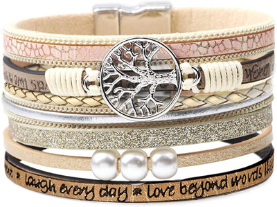 Inspirational Tree of Life Layer Leather Bracelet