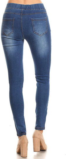 Jvini Women's Pull-On Ripped Destroyed Stretch Skinny Denim Jeggings Regular-Plus Size