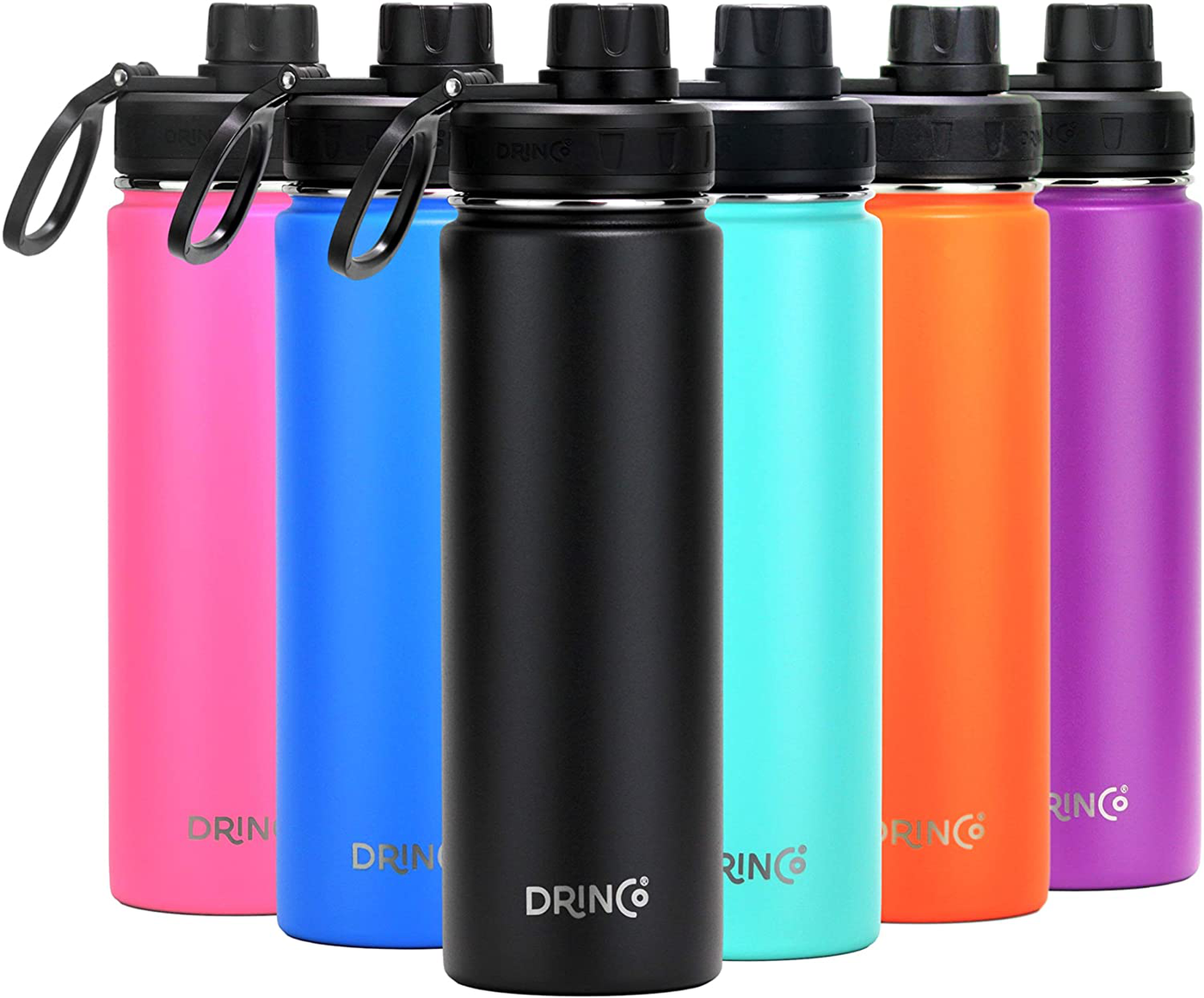 DRINCO - Stainless Steel Water Bottle Double Wall Vacuum Insulated with Spout Lid | Perfect for Traveling Camping Hiking (22 oz, 22oz Royal Blue)