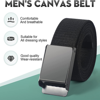 2 Pack Men's Canvas Belts with Metal Buckles