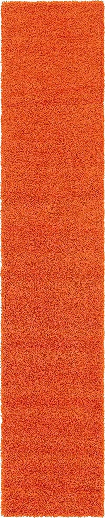 Unique Loom Solo Solid Shag Collection Area Modern Plush Rug Lush & Soft, 2' 6 x 13' 0, Tiger Orange