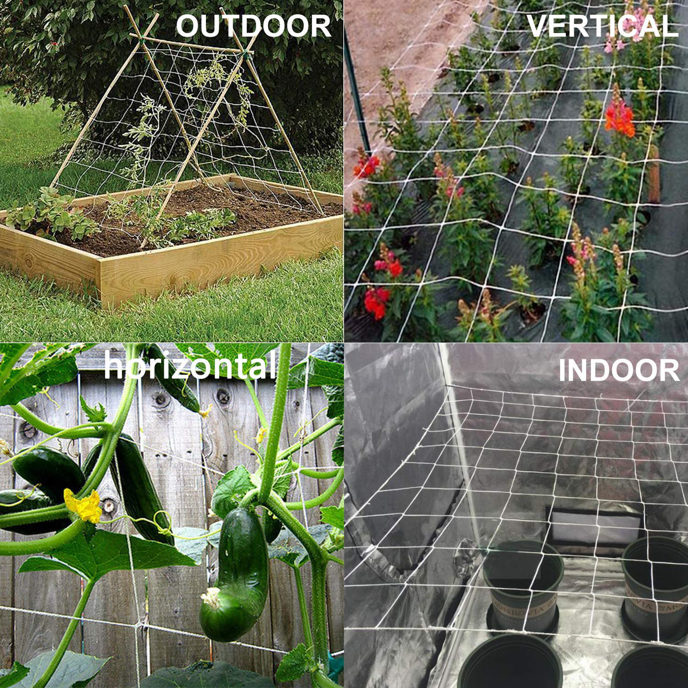 BaseGoal All-Weather Trellis Netting Mesh Plant Garden Vine Growing Flexible String Net