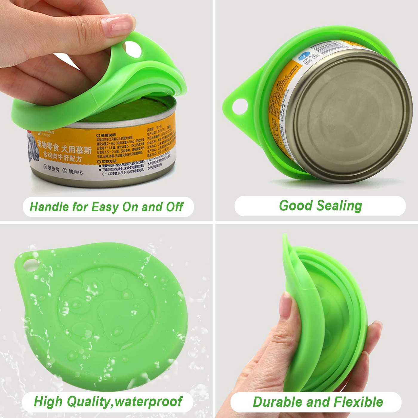 U/D Silicone Collapsible Dog Bowl with Pet Food Can Cover Lid/Portable Foldable Pet Travel Bowls Dog Water Feeding Bowls/Silicone Can Lids for Dog and Cat Food Can(One fit 3 Standard Size Food Cans)